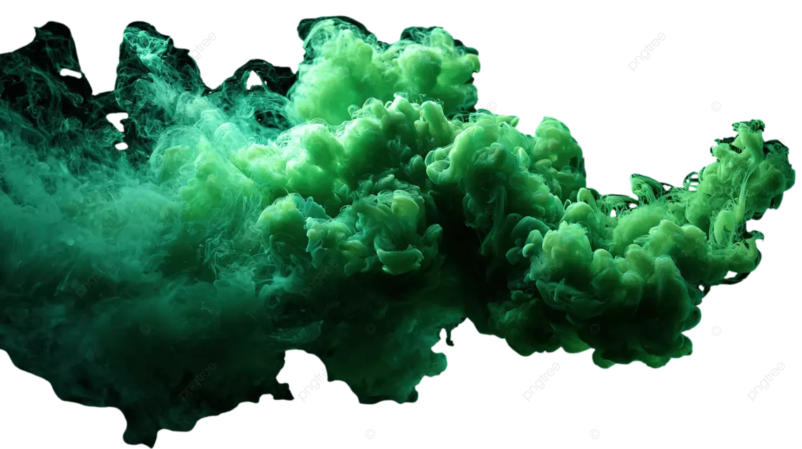 绿色烟雾在黑色背景上飘荡