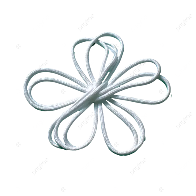 白色的鞋带以简单的回路旋转，例如绿屏上的象征性花