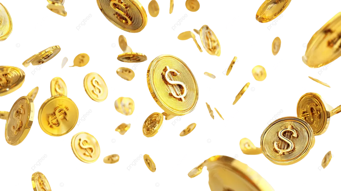 带有美元符号的金币在空中飞舞