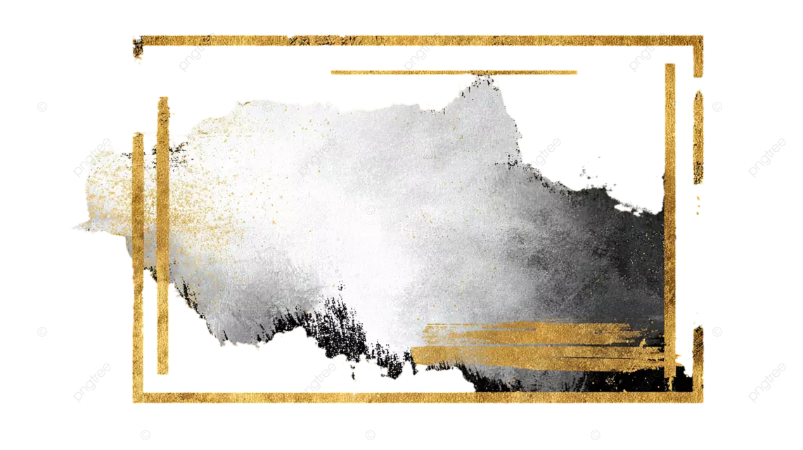 黑色背景白色笔触金色矩形边框艺术对比