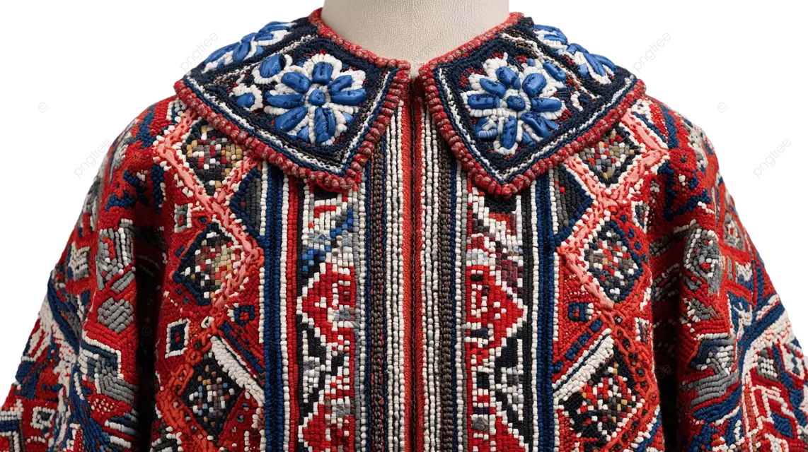 传统民族服饰上鲜艳的几何图案