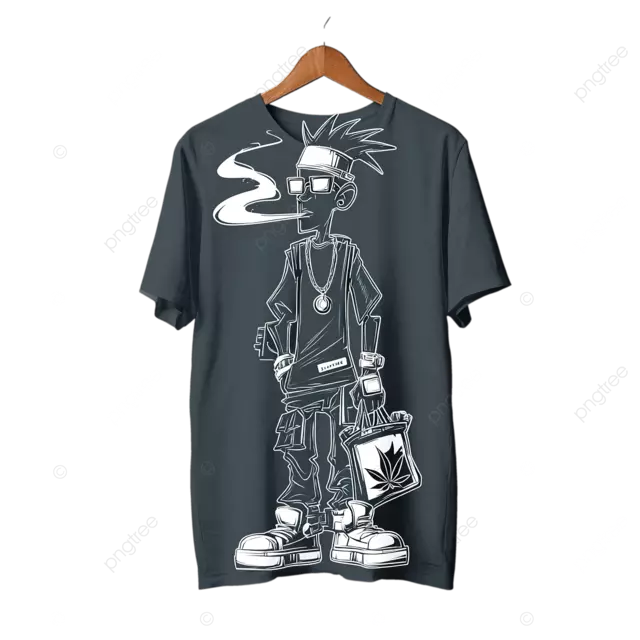 酷炫的 Bboy 电影角色 T 恤设计，带有大麻烟雾矢量艺术