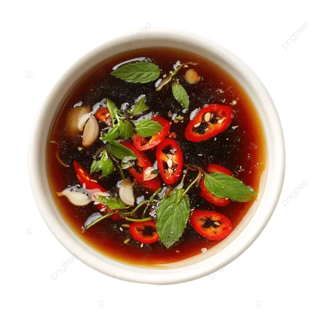 传统的越南鱼酱碗顶视图