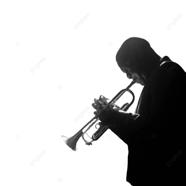 爵士小号手在烟雾缭绕的俱乐部聚光灯下的边缘光效果