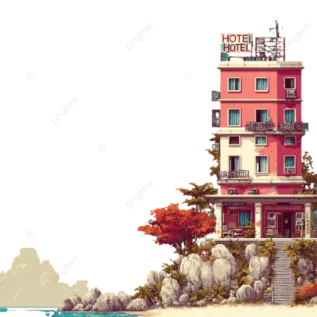 精美的 2D 像素艺术贝壳酒店横向卷轴游戏