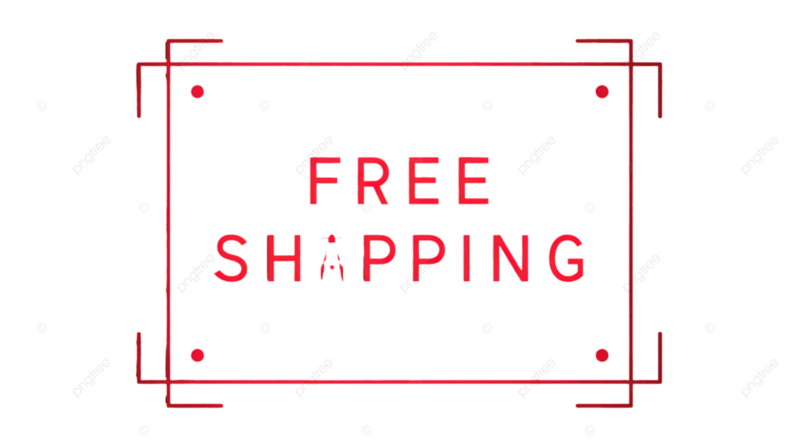 黑色背景上的红色边框和圆点图案的免运费公告