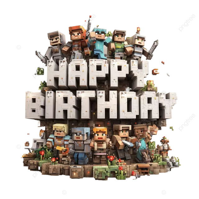 我的世界人物庆祝生日像素艺术