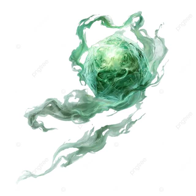 飘渺的绿色发光球体悬浮在缕缕烟雾中 DND 插图