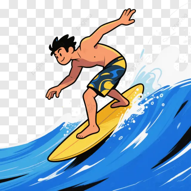 卡通人物冲浪风格