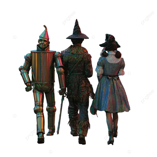 《绿野仙踪》中的人物在伦敦霓虹黑色灯光下行走