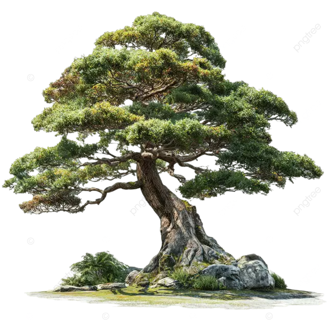 天然盆景灵感的树庭院风景