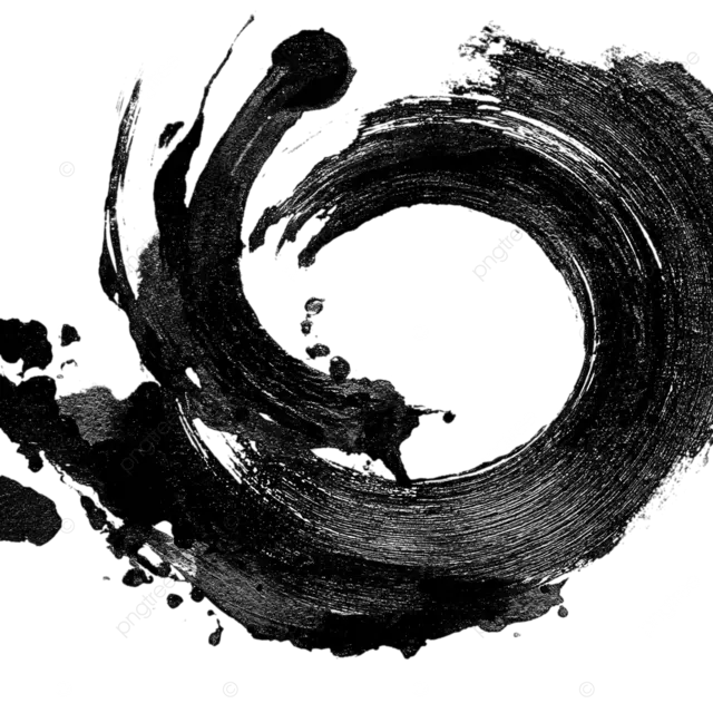日本风格的抽象黑色油漆和笔触在白色背景上
