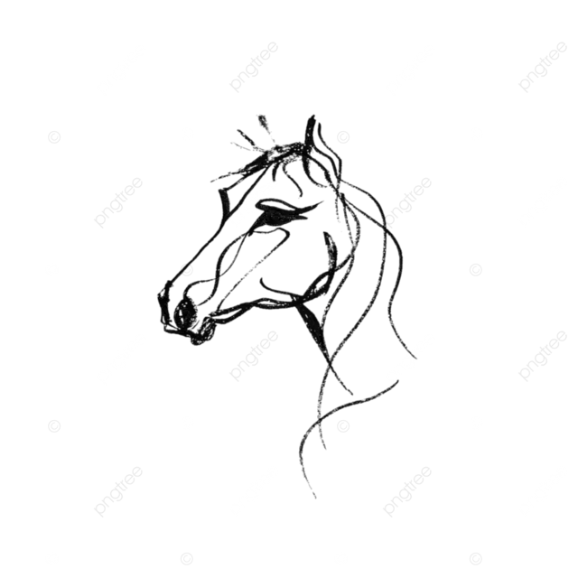 一幅风格类似毕加索和马蒂斯的简单凌乱的马的线条画