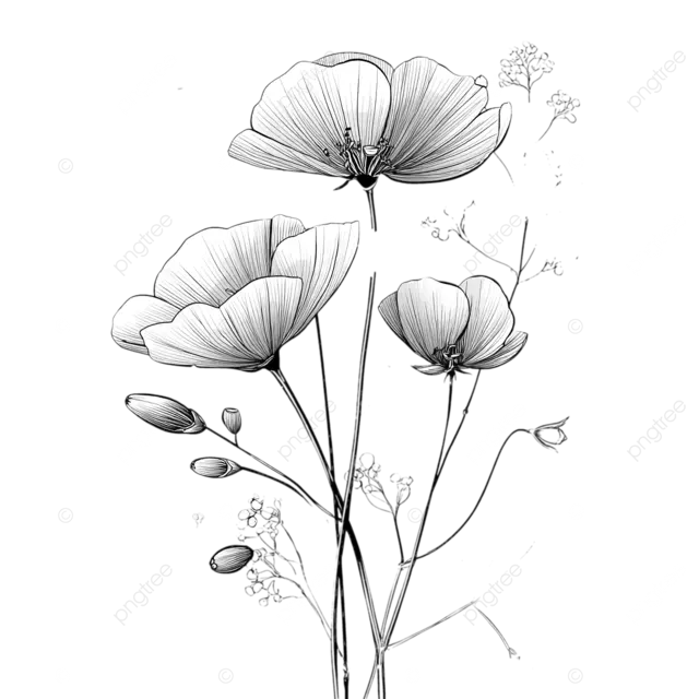 炼金术草本植物极简主义线条艺术平滑曲线白色背景透明png