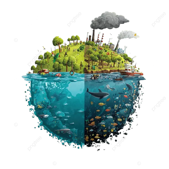发现差异清洁地球与污染的星球