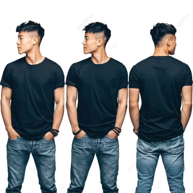 工作室中的印尼时尚人士从多个角度展示时尚的休闲风格