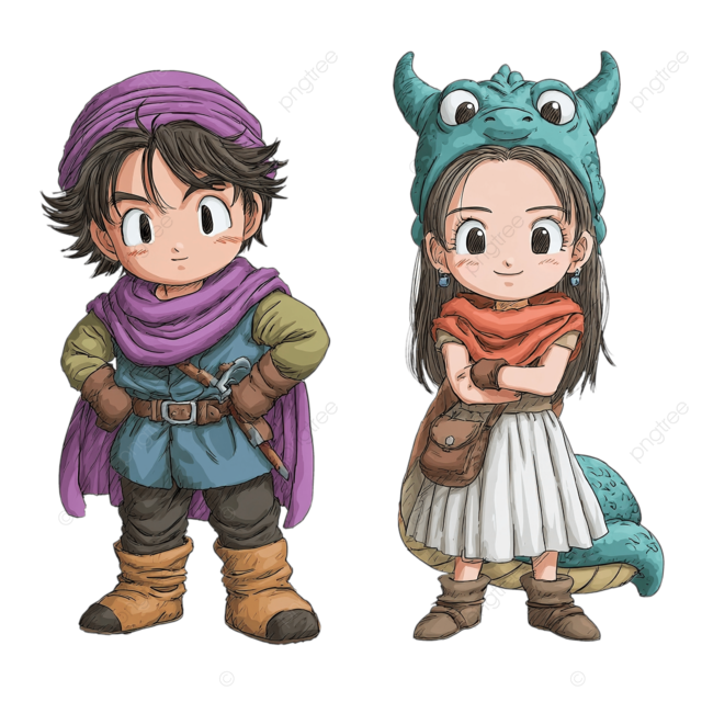 白色背景上具有半头身比例的勇者斗恶龙风格独特赤壁人物