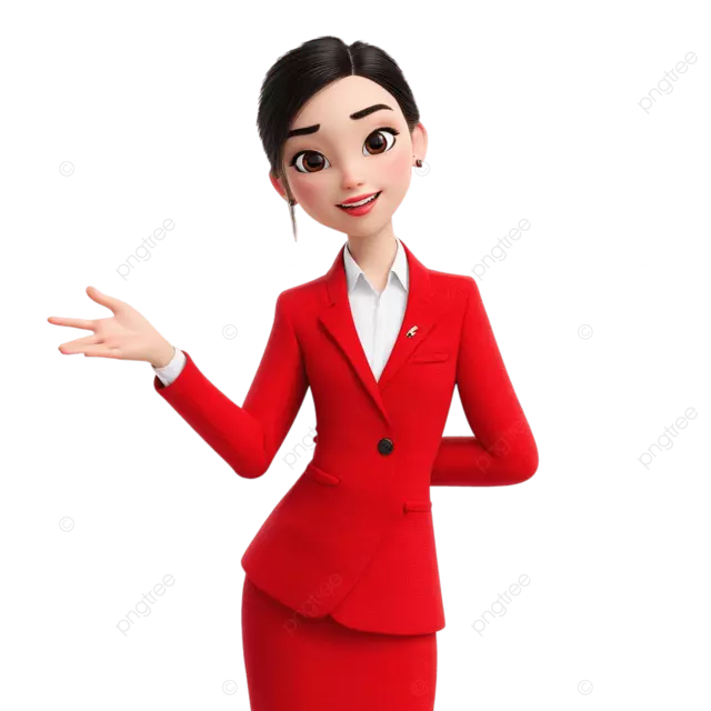 一位身穿红色西装 面带微笑的年轻中国房地产经纪人正在介绍房产。