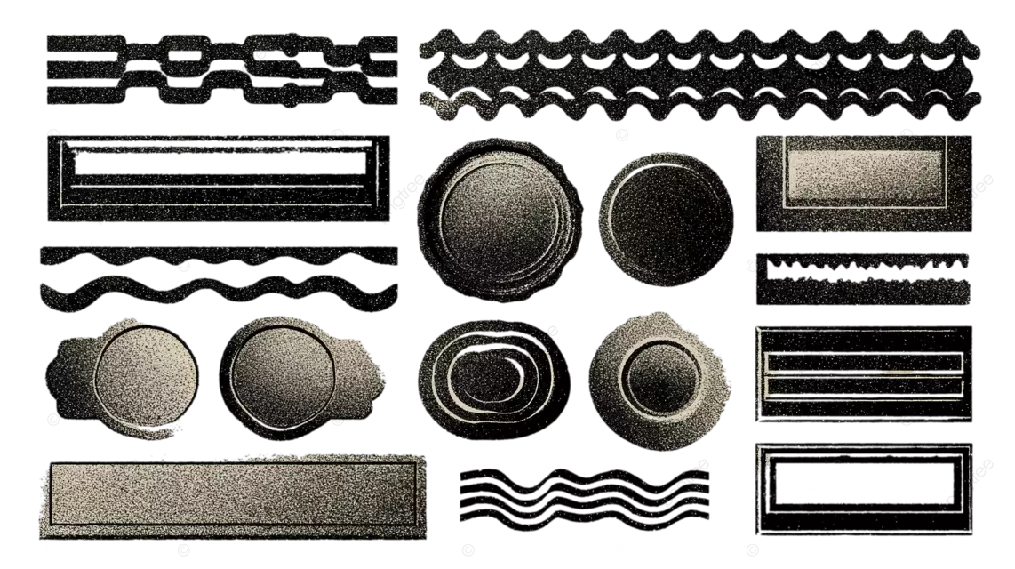 各种形状和纹理的复古边框和装饰图案的集合