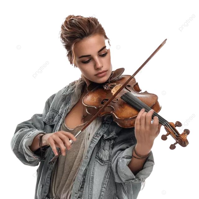 穿着休闲服拉小提琴的女孩超现实主义专业人士