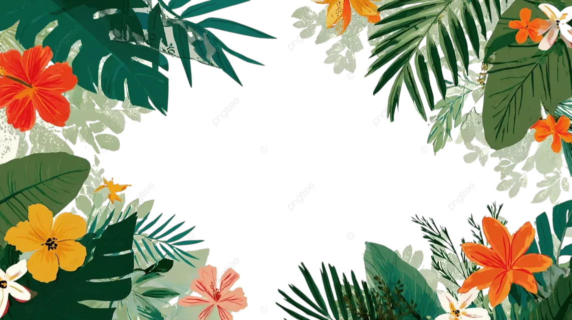 热带花境设计，绿叶繁茂，花朵艳丽。