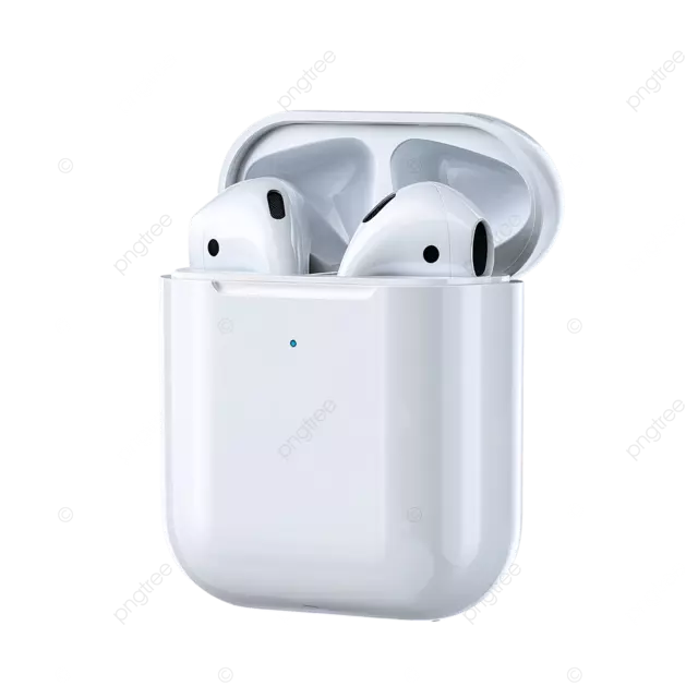 纯白色背景上带充电盒的蓝牙耳机清晰视图