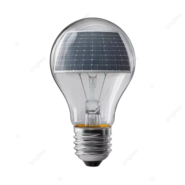 太阳能电池板, 灯泡内, 隔离, 白色背景, png