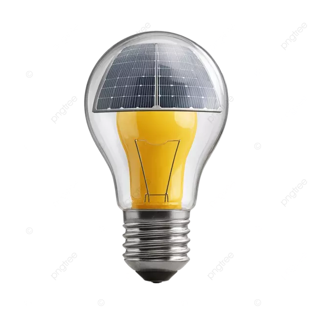 太阳能电池板, 灯泡内, 隔离, 白色背景, png