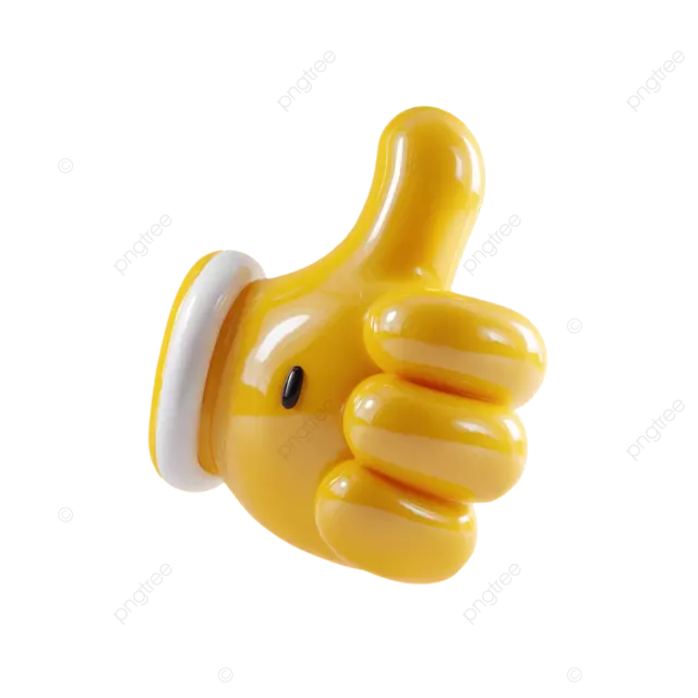 皮克斯风格的黄色点赞手势表情符号发光