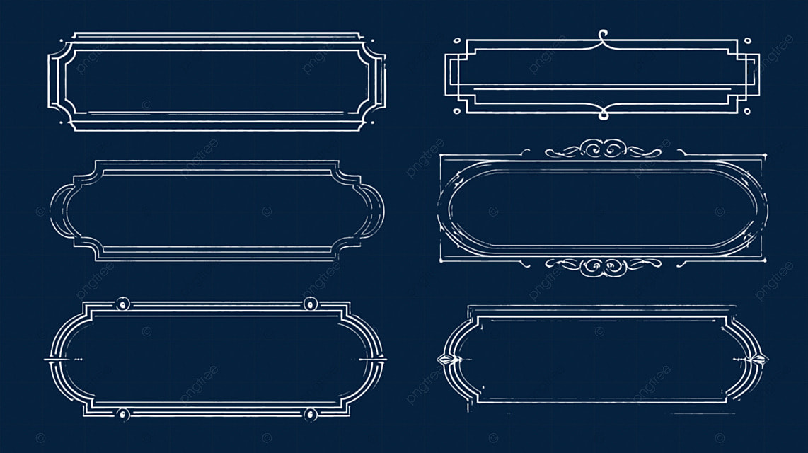 黑色背景上的白色装饰线条边框
