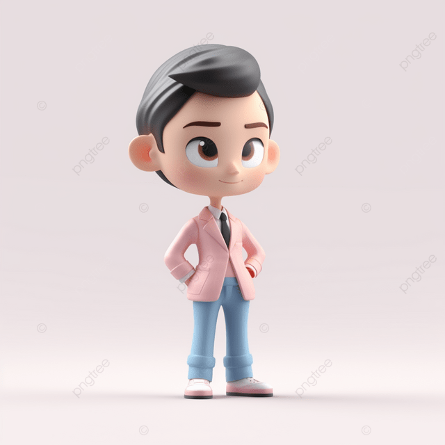 3D打印卡通角色穿着粉红色西装外套和蓝色的鞋子