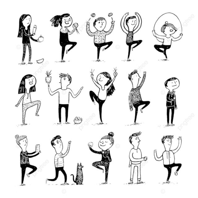 gemma corrells 用黑色墨水绘制的可爱卡通人物