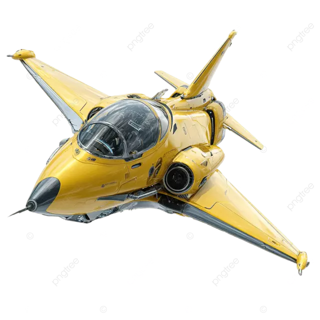 一艘线条流畅的黄色个人宇宙飞船翱翔于平流层之上。