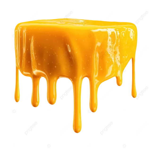 现实的滴落芒果汁，可见纸浆和纤维光泽的金黄色质地