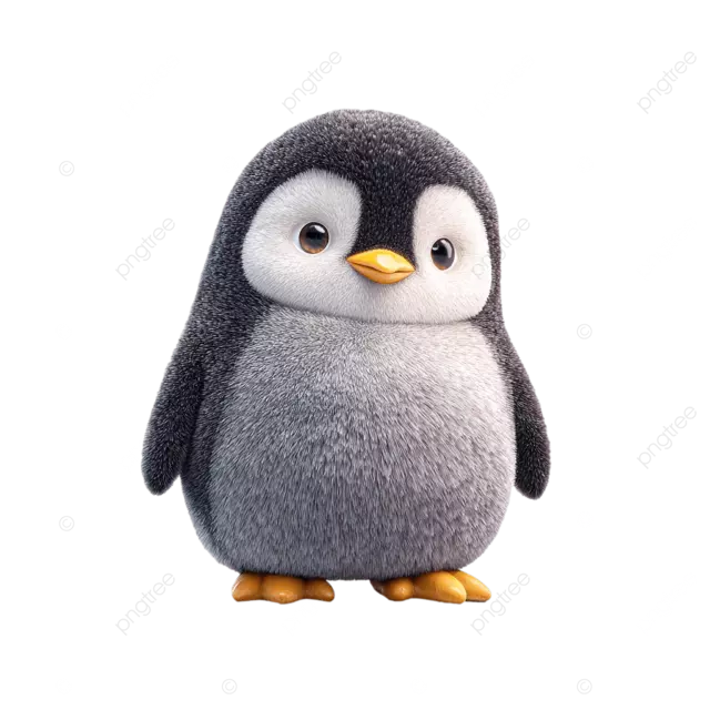程式化 3D 企鹅 字符 现代 优雅 设计 柔软 哑光 纹理 中性 姿势