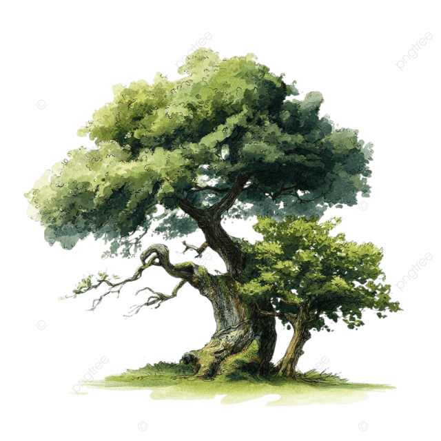 在白色背景上的两棵树的缠绕分支