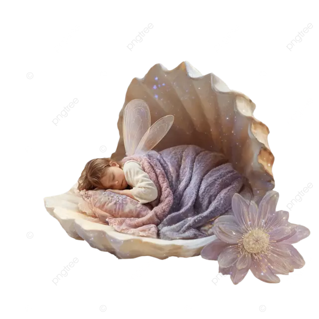 小天使在贝壳床上和童话