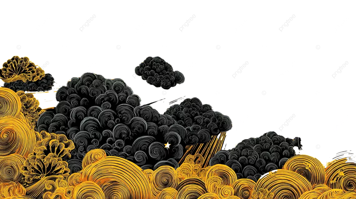 鲜艳的黄色太阳，配以黑色云朵和繁星，构成精美的图案