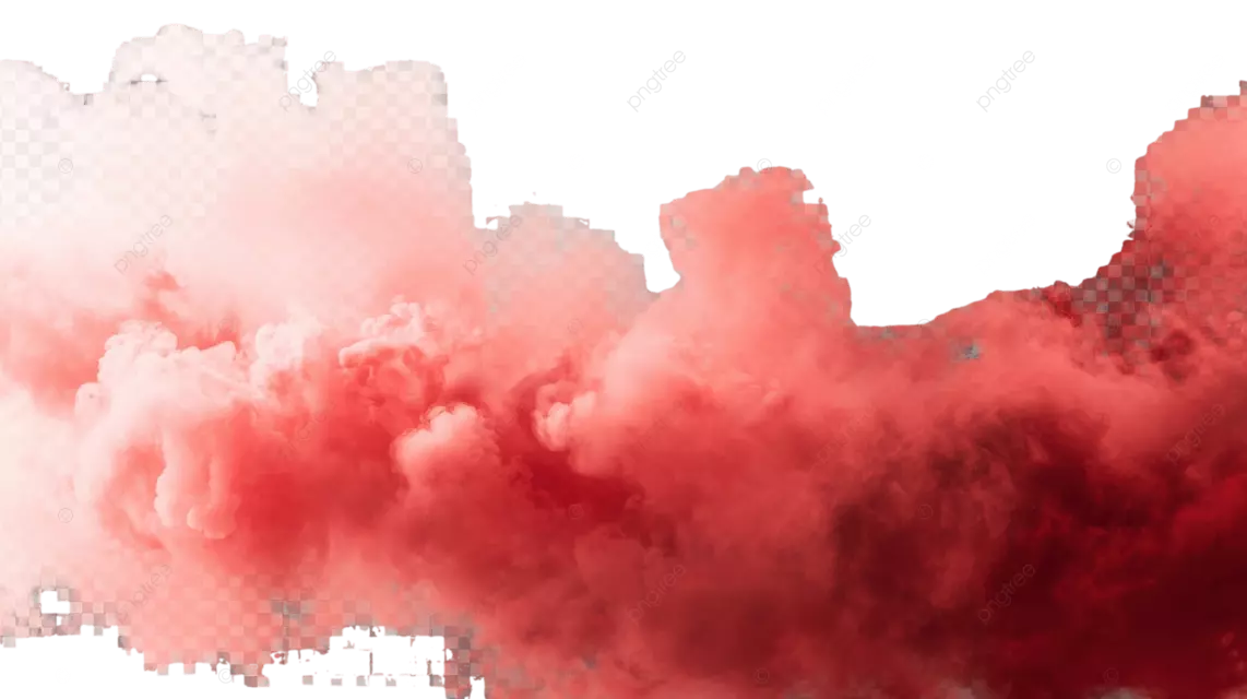 透明棋盘格背景上的红色烟雾效果