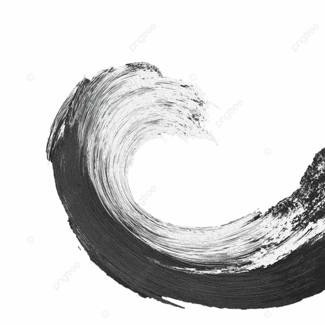 海浪优雅的白色笔触，黑色最小抽象的手势书法平静运动