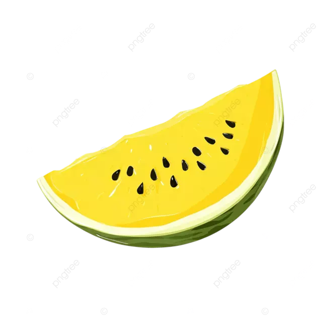黄色西瓜片贴纸矢量图，白色背景