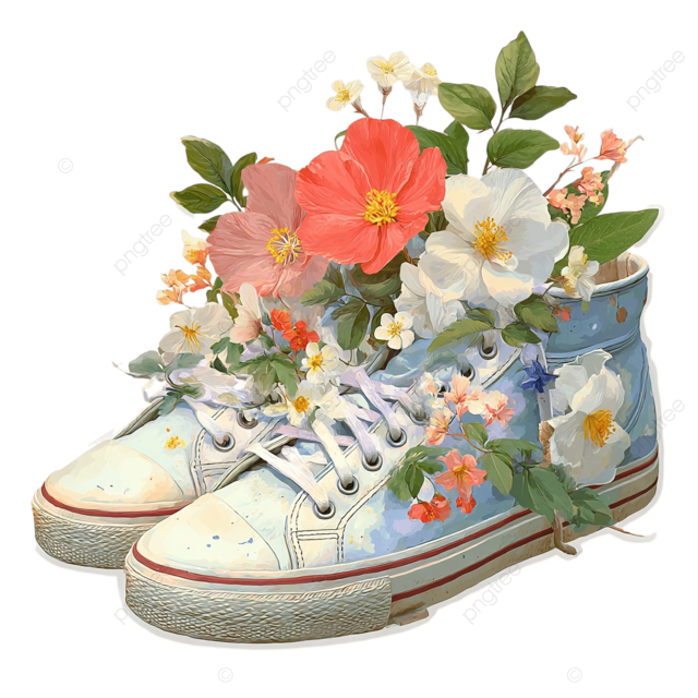 花朵鞋子png贴纸