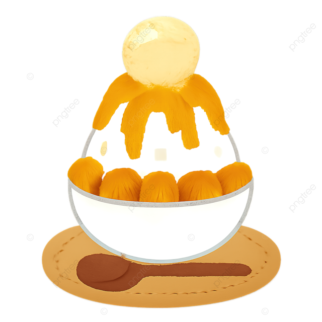 球形奶油芒果勺刨冰irasutoya