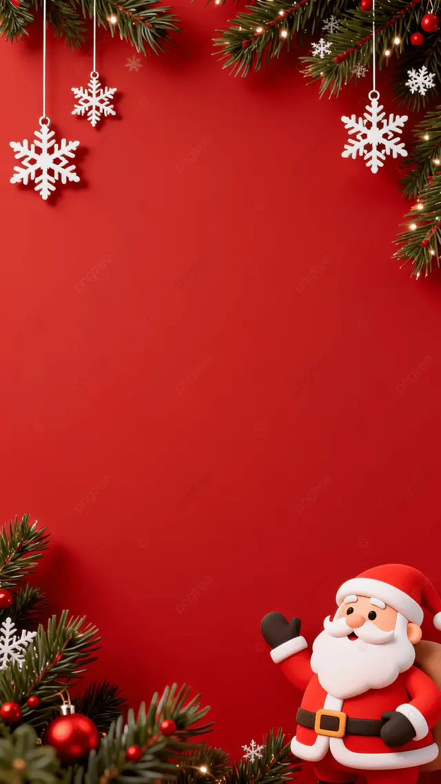 圣诞节红色圣诞老人雪背景