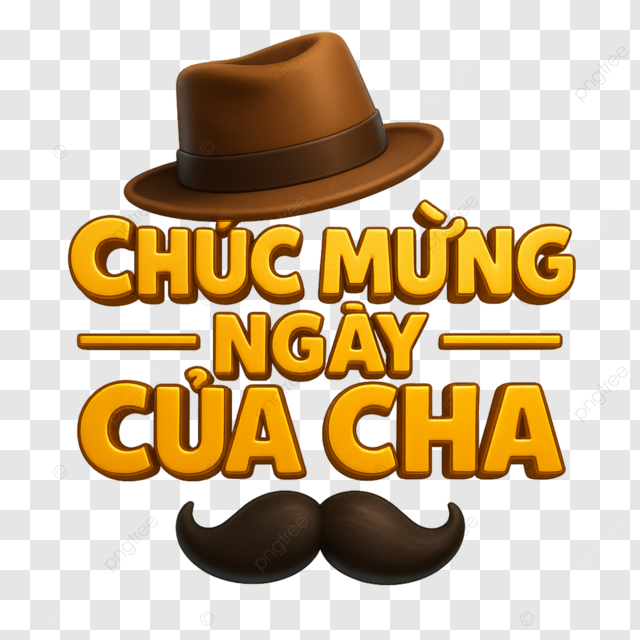 越南父亲节快乐棕色帽须配越南语祝福语海报