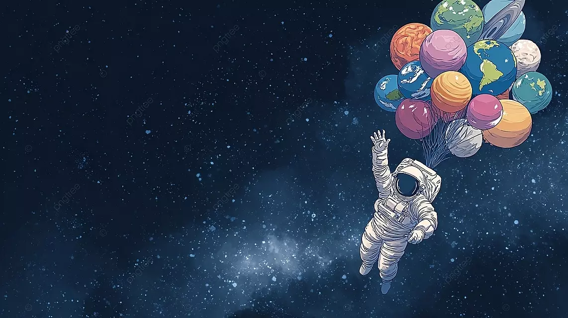 宇航员漂浮在空间中的太空中