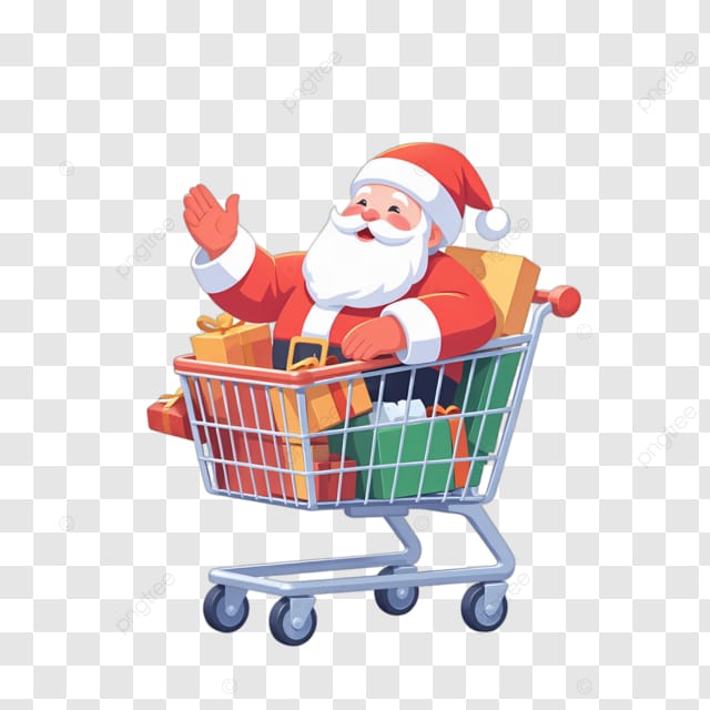 购物车中的快乐圣诞老人