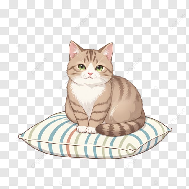 一只小猫坐在枕头上