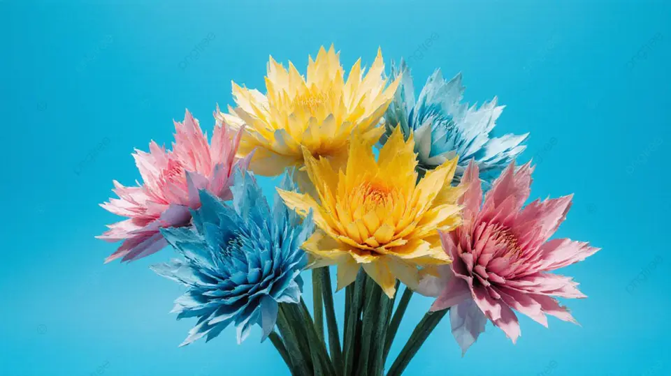彩色花朵与蓝天