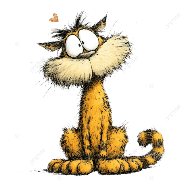 爱心元素的卡通猫插图